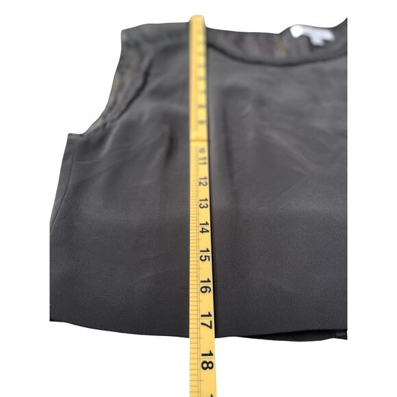 Elizabeth and James Black Sleeveless Sheer Silk Trim Blouse Crop Top - Large - Picture 9 of 12